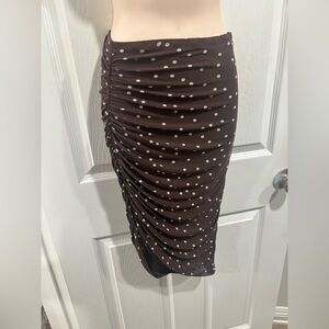 BWear. Brown Polka Dot Ruched Skirt. Size S